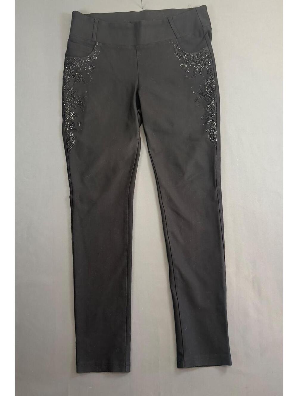 Polimon Embellished Straight Leg Pants Jet Black Size‎ 30